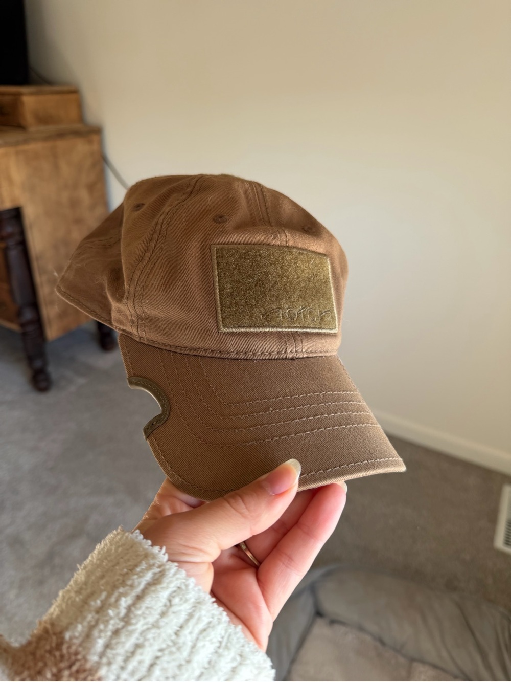 Brown Tactical Cap with Velcro Patch